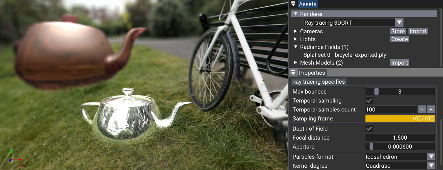 Raytracing depth of field, accumulating hundred sample frames
