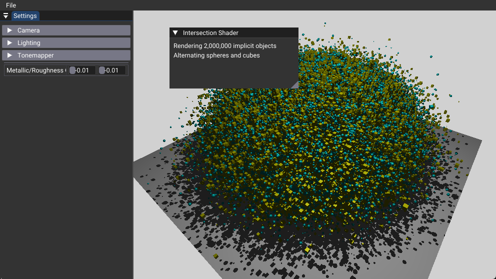 08 Intersection shader procedural primitives result
