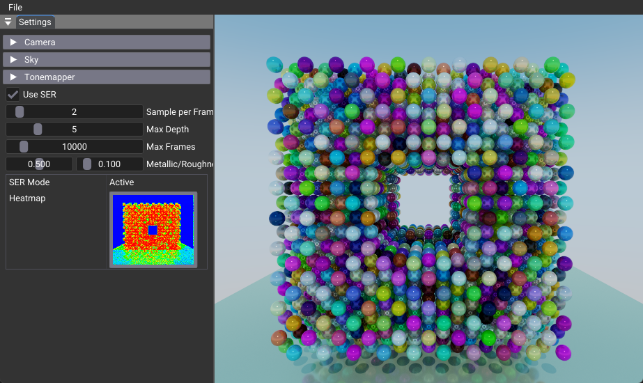 11 Shader Execution Reorder (SER) path tracing result