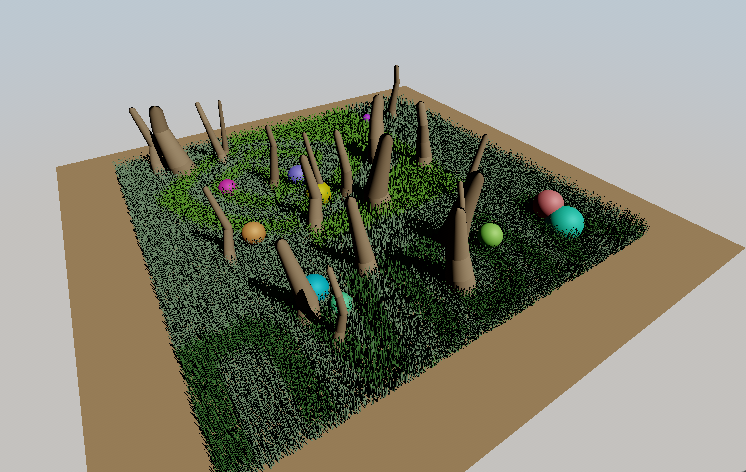 18 Linear swept spheres grass field result